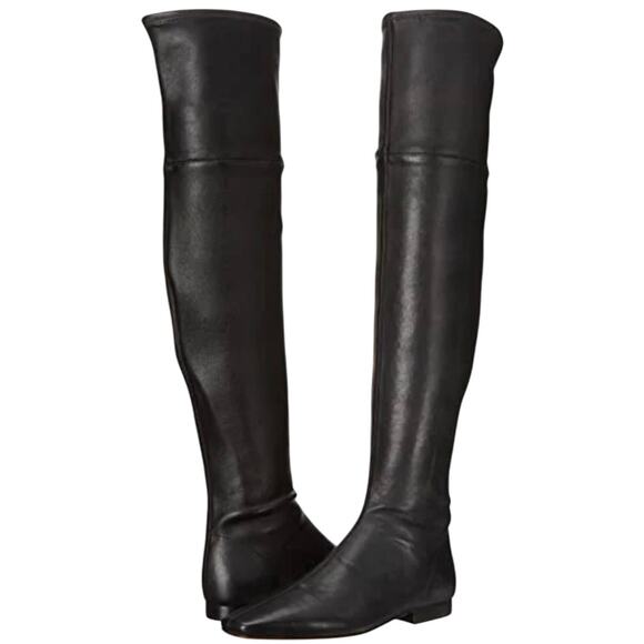 Vince NWOB Nissa 2 Over the Knee Boots Black Size 5M 100% Leather Square Toe - Picture 1 of 10
